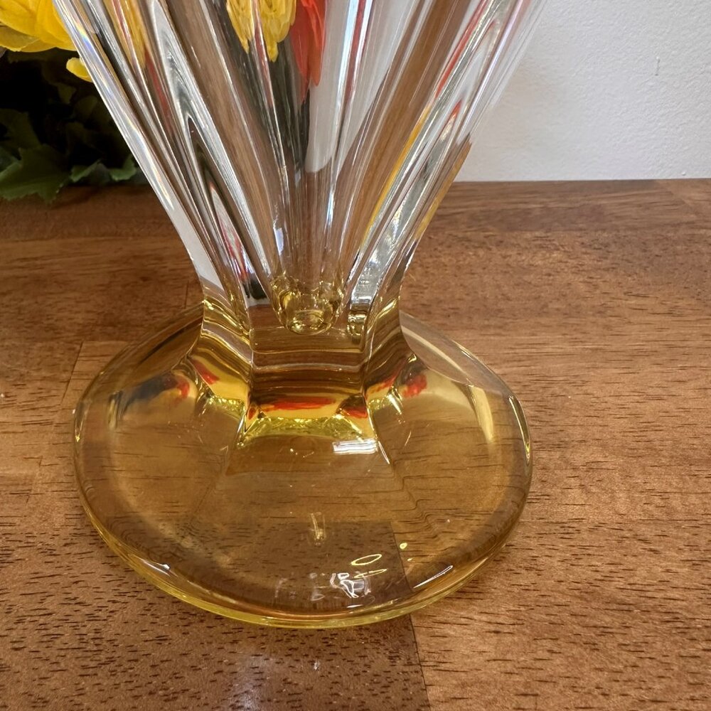 Macryl‎ Bohemia Crystal Pitcher 24% Lead Czech Glass Vintage Yellow Base Jug - Picture 5 of 6